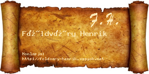 Földváry Henrik névjegykártya
