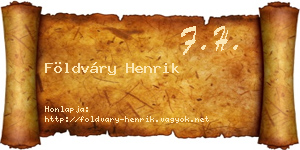 Földváry Henrik névjegykártya